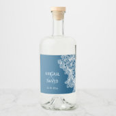 Étiquettes Pour Bouteilles De Liqueur Dentelle blanche sur Mariage bleu (Devant)
