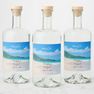 Étiquettes Pour Bouteilles De Liqueur Destination tropicale Mariage Pittoresque de plage