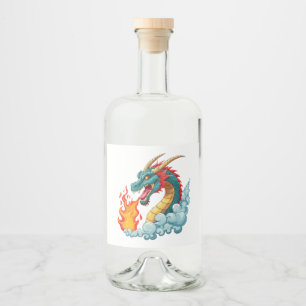 Étiquettes Pour Bouteilles De Liqueur dragon à cornes bleues