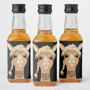 Étiquettes Pour Bouteilles De Liqueur Drôle Llama Ne touche pas Je crache