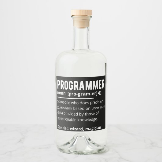 Étiquettes Pour Bouteilles De Liqueur Drôle Programmer Code Développeur Définition (Devant)