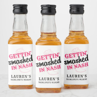 Étiquettes Pour Bouteilles De Liqueur Écrasé à Nash Enterrement de Vie de Jeune Fille Mi