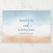 Étiquettes Pour Bouteilles De Liqueur Elégant Blue Ocean Beach Mariage de sable (Étiquettes simples)