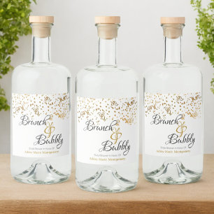 Étiquettes Pour Bouteilles De Liqueur Elégant Brunch Bubbly Fête des mariées Gold Confet