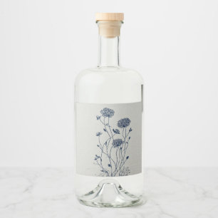 Étiquettes Pour Bouteilles De Liqueur Élégant Fleur sauvage Botanical Line Art