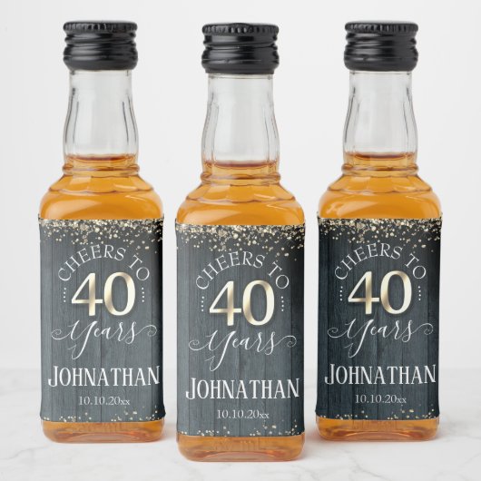 Étiquettes Pour Bouteilles De Liqueur Elégant Gold 40th Birthday Scriptt (Bouteilles)