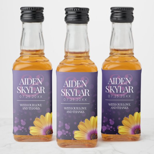 Étiquettes Pour Bouteilles De Liqueur Elegant Golden Daisy (Bouteilles)