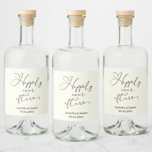 Étiquettes Pour Bouteilles De Liqueur Élégant Heureux À Jamais Mariage Romantique Ivoire