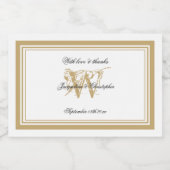 Étiquettes Pour Bouteilles De Liqueur Élégant Mariage d'or blanc chic Monogram mignon Mi (Étiquettes simples)