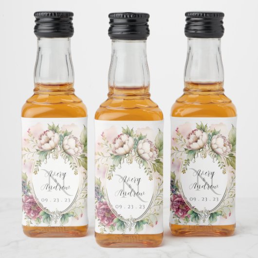 Étiquettes Pour Bouteilles De Liqueur Élégant Mariage Floral Rustique (Bouteilles)