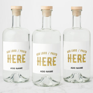 ÉTIQUETTES POUR BOUTEILLES DE LIQUEUR ÉLÉGANT MODERNE PERSONNALISABLE BLANC VÉRIFIÉ MARQ