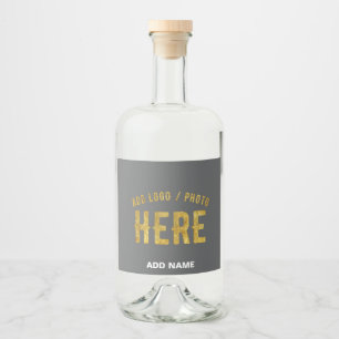 ÉTIQUETTES POUR BOUTEILLES DE LIQUEUR ÉLÉGANT MODERNE PERSONNALISABLE GRIS VÉRIFIÉ MARQU