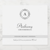Étiquettes Pour Bouteilles De Liqueur Élégant Monogramme Groomsman (Étiquettes simples)