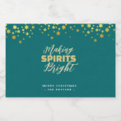 Étiquettes Pour Bouteilles De Liqueur Élégant Noël Vert & Or (Étiquettes simples)