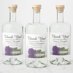 Étiquettes Pour Bouteilles De Liqueur Élégant Rose royal violet Mariage Merci
