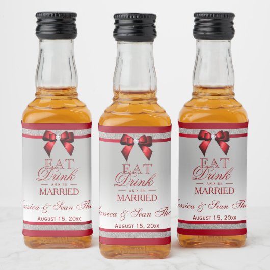 Étiquettes Pour Bouteilles De Liqueur Elégant Ruby Rouge et Parties scintillant argent M (Bouteilles)
