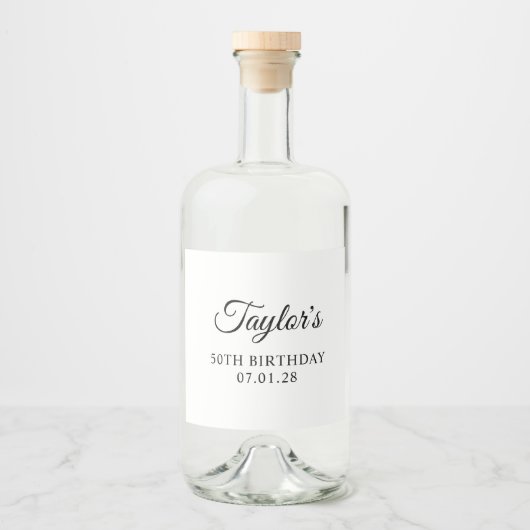 Étiquettes Pour Bouteilles De Liqueur Élégant Script 50e anniversaire (Devant)