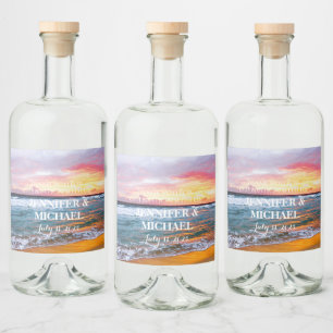 Étiquettes Pour Bouteilles De Liqueur Elégant Sunset Beach Tropical Summer Élégant