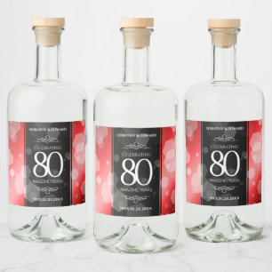 Étiquettes Pour Bouteilles De Liqueur Elégante 80ème anniversaire du Mariage de Ruby