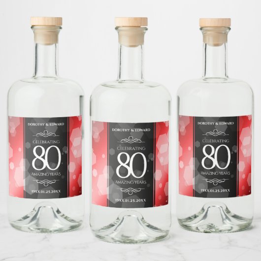 Étiquettes Pour Bouteilles De Liqueur Elégante 80ème anniversaire du Mariage de Ruby (Bouteilles)