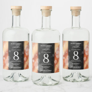 Étiquettes Pour Bouteilles De Liqueur Élégante 8ème anniversaire du Mariage de bronze
