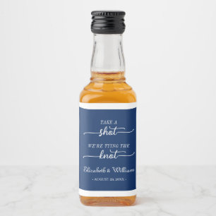 Étiquettes Pour Bouteilles De Liqueur Elégante dentelle florale sur Mariage bleu marine