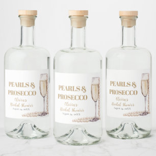 Étiquettes Pour Bouteilles De Liqueur Elégante perles d'or et Fête des mariées de poursu