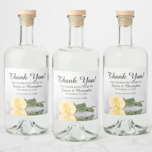 Étiquettes Pour Bouteilles De Liqueur Élégante Rose Jaune Beurre Mariage Remerciements