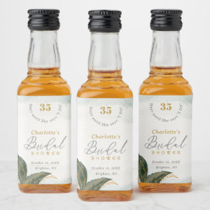 Étiquettes Pour Bouteilles De Liqueur Elégante verdure Fête des mariées or Aquarelle