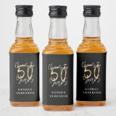 Étiquettes Pour Bouteilles De Liqueur encourage à 50 ans moderne noir et or (Bouteilles)