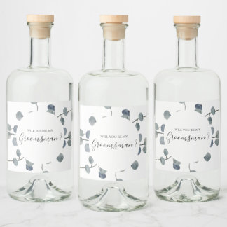 Étiquettes Pour Bouteilles De Liqueur Eucalyptus Green Groomsmen Proposition