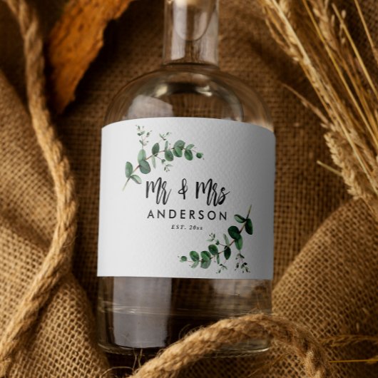 Étiquettes Pour Bouteilles De Liqueur Eucalyptus rustique simple moderne m et les mères