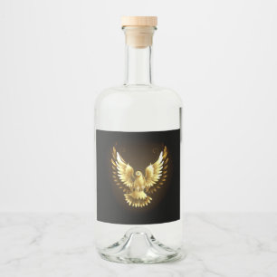 Étiquettes Pour Bouteilles De Liqueur Faux Gold Foil Peace Dove en noir
