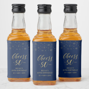 Étiquettes Pour Bouteilles De Liqueur Félicitations Or & Navy 80 ans, Fête d'anniversair