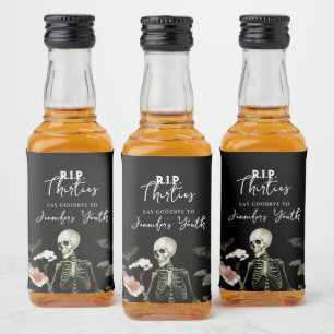 Étiquettes Pour Bouteilles De Liqueur Fête d'anniversaire 40 ans RIP Squelette Floral Ro