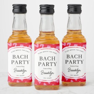 Étiquettes Pour Bouteilles De Liqueur Fête de Bachelorette à Imprimé Animal Rouge et Ros