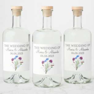 Étiquettes Pour Bouteilles De Liqueur Fête de mariage au chardon Floral écossais
