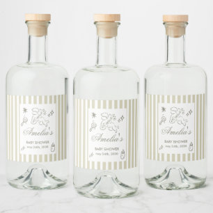 Étiquettes Pour Bouteilles De Liqueur Fête de naissance Bébé cupidon doodle neutre en ge