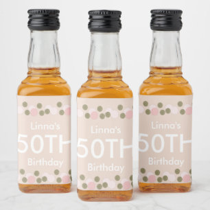 Étiquettes Pour Bouteilles De Liqueur Fête des 50 ans Confetti Rose Gold Blush