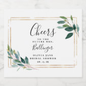 Étiquettes Pour Bouteilles De Liqueur Feuilles d'eucalyptus de verdure de cadre doré  (Étiquettes simples)