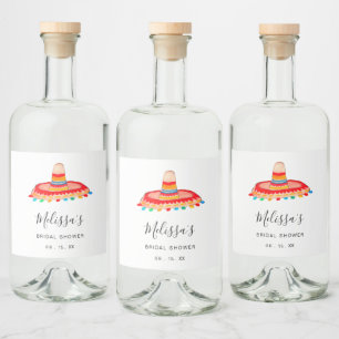 Étiquettes Pour Bouteilles De Liqueur Fiesta nuptiale personnalisée Sombrero