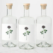 Étiquettes Pour Bouteilles De Liqueur Fleur rose noire (Bouteilles)