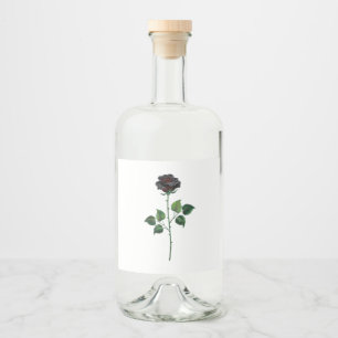 Étiquettes Pour Bouteilles De Liqueur Fleur rose noire