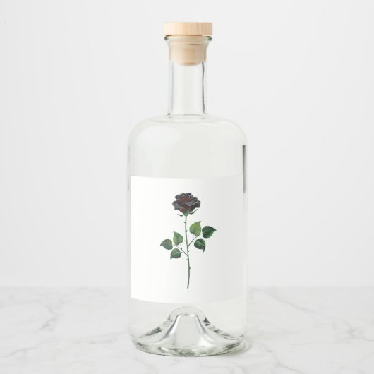 Étiquettes Pour Bouteilles De Liqueur Fleur rose noire (Devant)