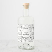Étiquettes Pour Bouteilles De Liqueur Fleur sauvage Monochrome moderne (Devant)