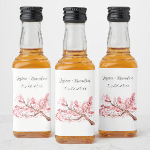 Étiquettes Pour Bouteilles De Liqueur Fleurs d'aquarelle en fleurs de cerisier Mariage f
