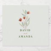 Étiquettes Pour Bouteilles De Liqueur Fleurs d'aquarelle vert pastel (Étiquettes simples)