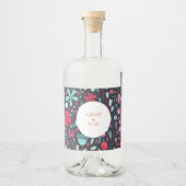 Étiquettes Pour Bouteilles De Liqueur Floral Boho Aquarelle Mariage foncé (Devant)