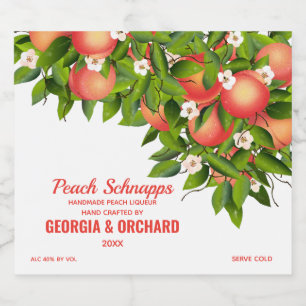 Étiquettes Pour Bouteilles De Liqueur Fruit de Pêche Floral