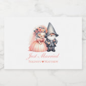 Étiquettes Pour Bouteilles De Liqueur Garden Gnome vient de se marier Fairytale Rustique (Étiquettes simples)